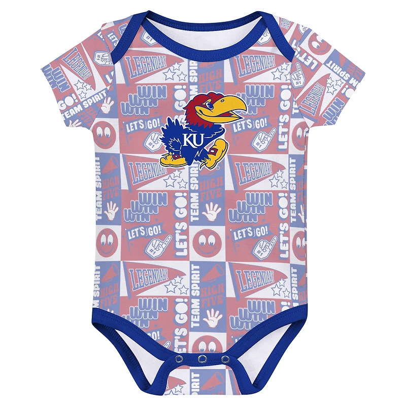 Lot de 3 bodies pour nouveau-né Royal Kansas Jayhawks Sunday Comics