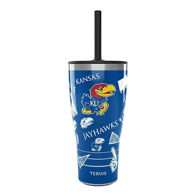Gobelet Tervis Kansas Jayhawks de 30 oz avec couvercle à paille