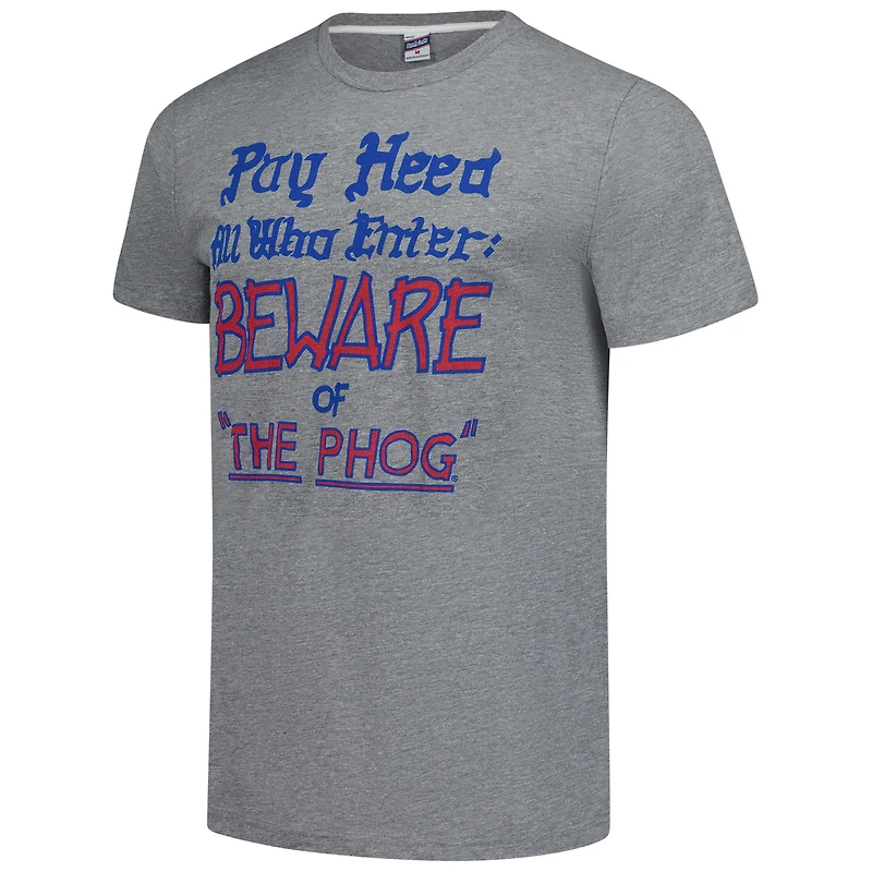 Unisex Charlie Hustle  Gray Kansas Jayhawks Pay Heed Tri-Blend T-Shirt