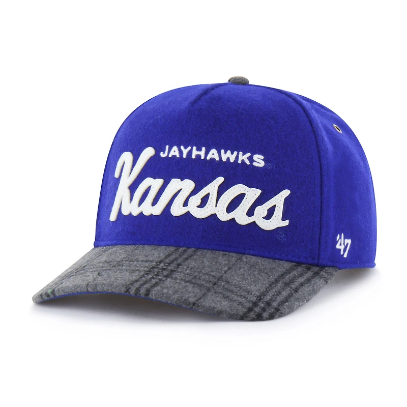Unisex '47 Royal Kansas Jayhawks Windowpane Plaid Collection Hitch Adjustable Hat