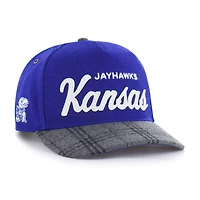 Unisex '47 Royal Kansas Jayhawks Windowpane Plaid Collection Hitch Adjustable Hat