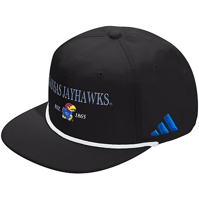 Casquette ajustable unisexe adidas noire Kansas Jayhawks Seasonal Rope