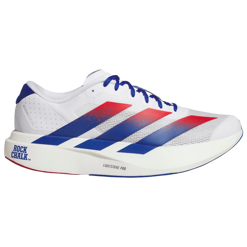 Chaussures de course unisexes Adidas Adizero Evolution SL blanches des Kansas Jayhawks