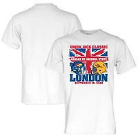 Unisex Blue 84  White Kansas Jayhawks vs. Arizona State Sun Devils 2026 Union Jack Classic Matchup T-Shirt
