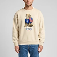 Sweat-shirt côtelé premium unisexe Uscape Apparel couleur crème Kansas Jayhawks Americana Good Boy