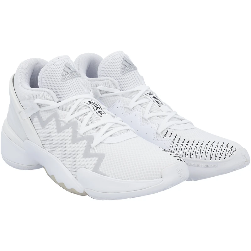 Chaussures Adidas Don 2 blanches émises par l'équipe des Kansas Jayhawks du programme de basket-ball - Taille 9