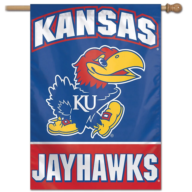 Bannière verticale simple face WinCraft Kansas Jayhawks 28" x 40" avec logo principal