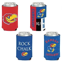 WinCraft Kansas Jayhawks, paquet de 4, 12 oz. Ensemble refroidisseur de canettes