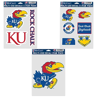 Ensemble de trois autocollants pour supporters WinCraft Kansas Jayhawks