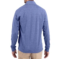 Pull à col zippé raglan bleu chiné Kansas Jayhawks de Cutter & Buck pour femme, en maille écologique extensible DryTec recyclée.