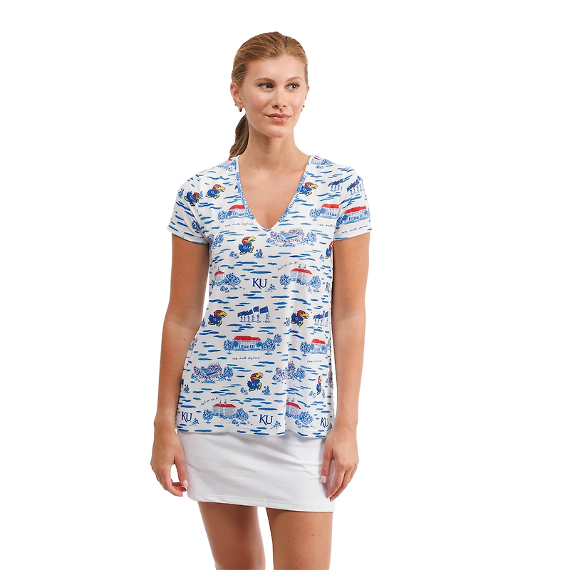 Haut à col en V fleuri Blake des Kansas Jayhawks pour femme de Smith & Quinn