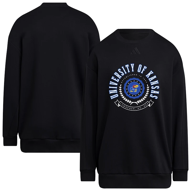 Pull ras du cou oversize noir adidas Kansas Jayhawks pour femme