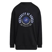 Women's adidas Black Kansas Jayhawks Oversized Crewneck Pullover