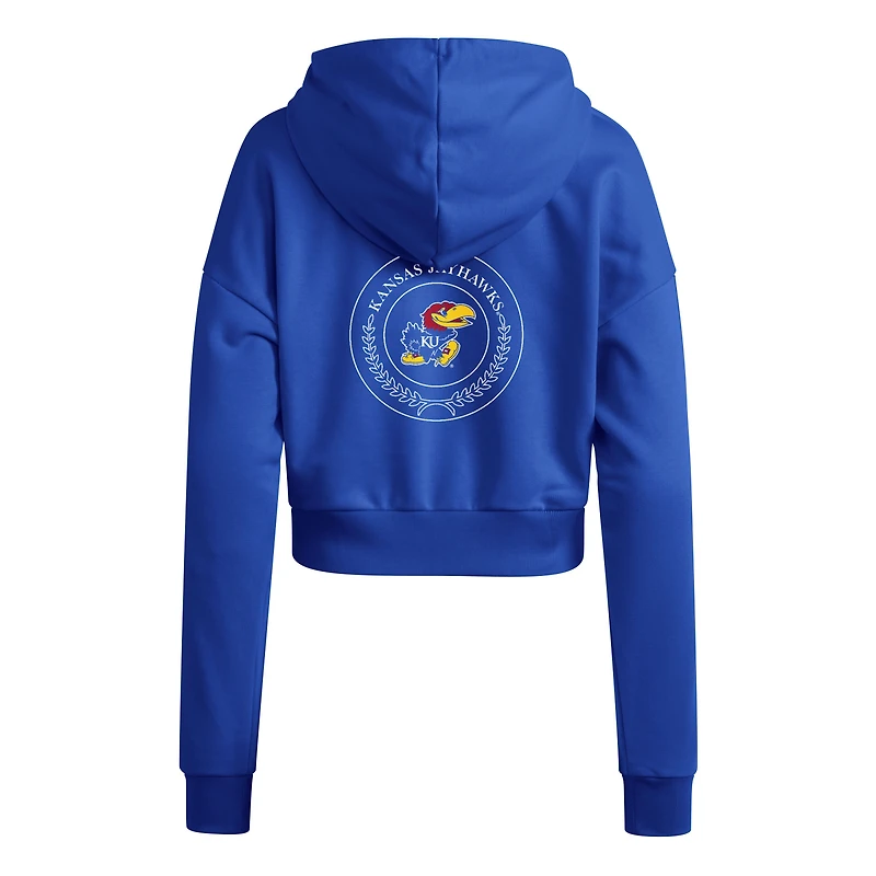 Sweat à capuche court adidas Royal Kansas Jayhawks Campus Queen pour femme