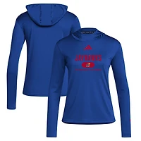 T-shirt à capuche manches longues adidas Royal Kansas Jayhawks pour femme