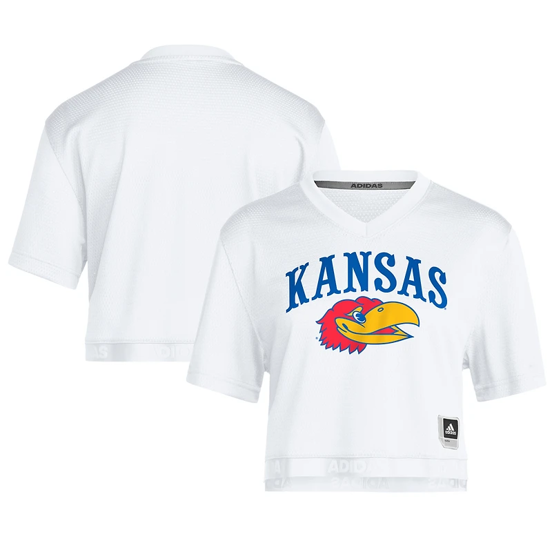 T-shirt court adidas blanc Kansas Jayhawks pour femme