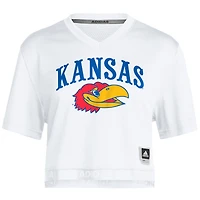 Women's adidas White Kansas Jayhawks Out Cropped T-Shirt