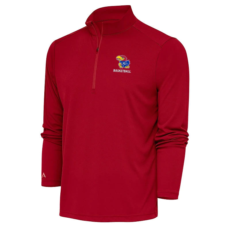 Women's Antigua  Red Kansas Jayhawks Basketball Tribute Half-Zip Pullover Top