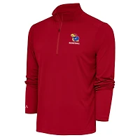 Women's Antigua  Red Kansas Jayhawks Basketball Tribute Half-Zip Pullover Top