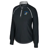 Women's Colosseum Black Kansas Jayhawks Bikram Raglan Quarter-Zip Top