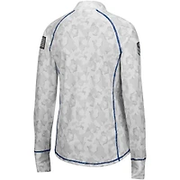 Women's Colosseum Camo Kansas Jayhawks OHT Military Appreciation Officer Arctic Lightweight Quarter-Zip Top
