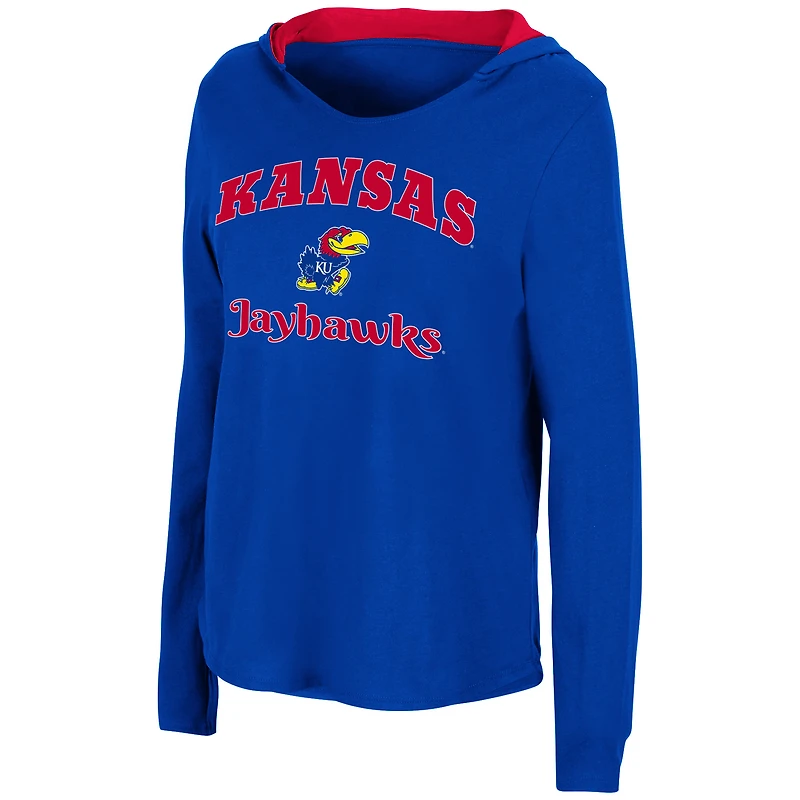 Women's Colosseum Royal Kansas Jayhawks Catalina Hoodie Long Sleeve T-Shirt