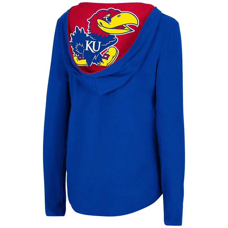 Women's Colosseum Royal Kansas Jayhawks Catalina Hoodie Long Sleeve T-Shirt