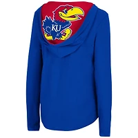 Women's Colosseum Royal Kansas Jayhawks Catalina Hoodie Long Sleeve T-Shirt
