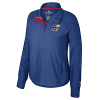Women's Colosseum Royal Kansas Jayhawks Cressida Raglan Half-Snap Top