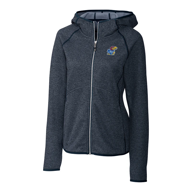 Women's Cutter & Buck Blue Kansas Jayhawks Mainsail Hooded Full-Zip Jacket