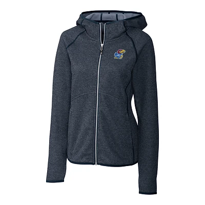 Women's Cutter & Buck Blue Kansas Jayhawks Mainsail Hooded Full-Zip Jacket