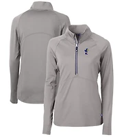 Women's Cutter & Buck Kansas Jayhawks Adapt Eco Knit Stretch Recycled Half-Zip Pullover Top