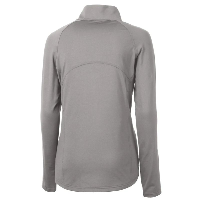 Pull-over demi-zippé extensible en tricot écologique recyclé pour femme, gris Cutter & Buck, Kansas Jayhawks, Adapt