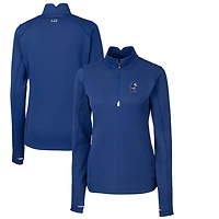 Women's Cutter & Buck Royal Kansas Jayhawks Traverse Stretch Quarter-Zip Pullover Top