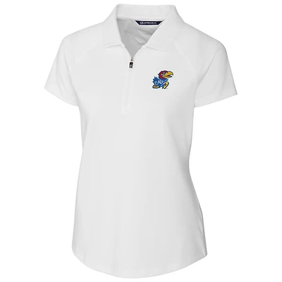 Women's Cutter & Buck White Kansas Jayhawks Forge Polo