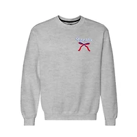 Sweat-shirt ras du cou classique Kansas Jayhawks pour femme, gris chiné, avec sapin de Noël