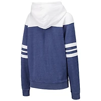 Women's Navy Kansas Jayhawks Blitz Striped Blocked Raglan Pullover Hoodie