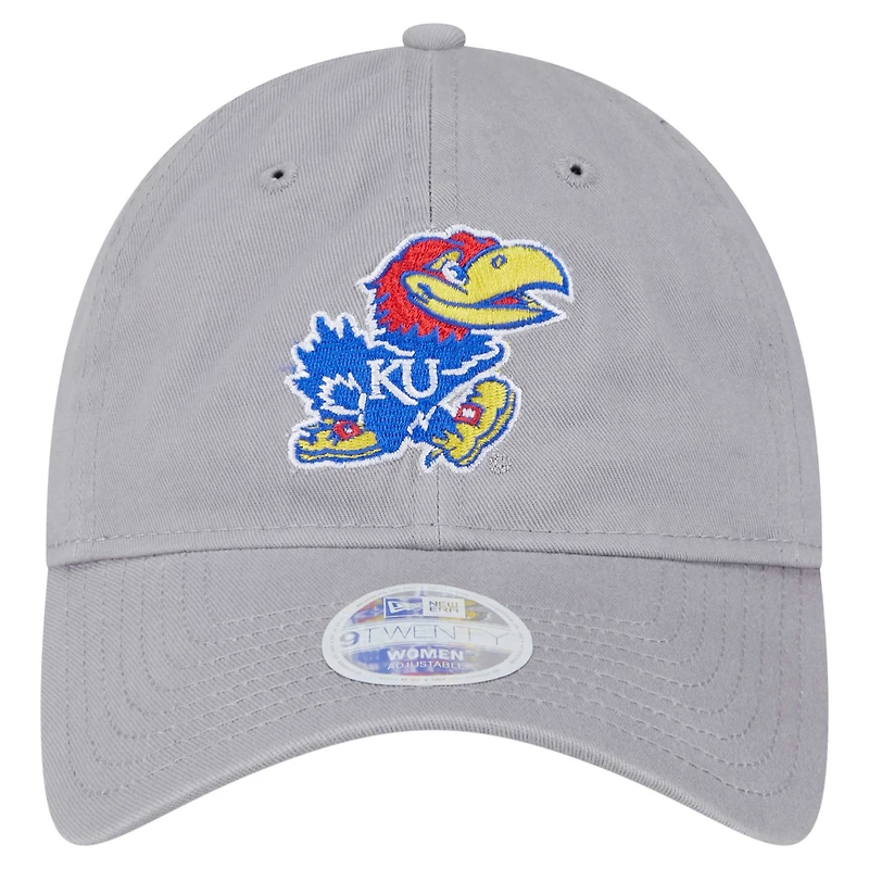 Women's New Era  Gray Kansas Jayhawks Logo 9TWENTY Adjustable Hat