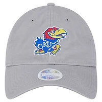 Women's New Era  Gray Kansas Jayhawks Logo 9TWENTY Adjustable Hat