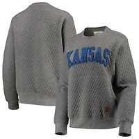 Sweat-shirt matelassé Pressbox Heather Charcoal Kansas Jayhawks Moose pour femme