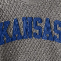 Women's Pressbox Heather Charcoal Kansas Jayhawks Moose Quilted Pullover Sweatshirt