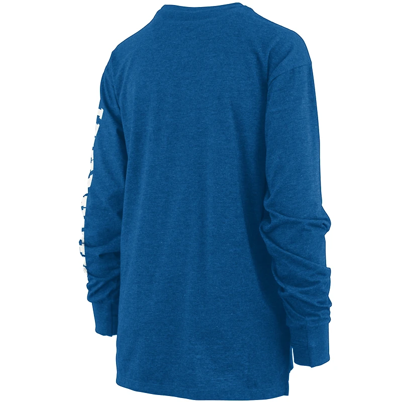 Women's Pressbox Heathered Royal Kansas Jayhawks Two-Hit Canyon Long Sleeve T-Shirt