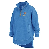 Sweat-shirt zippé quart de zip Pressbox Royal Kansas Jayhawks Northfork Sojourn pour femme
