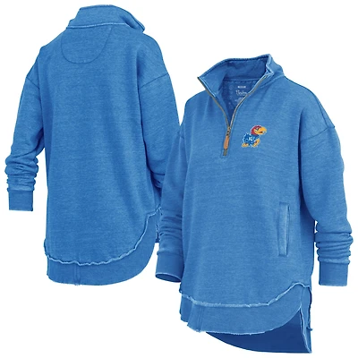 Sweat-shirt zippé quart de zip Pressbox Royal Kansas Jayhawks Northfork Sojourn pour femme