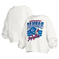 Sweat-shirt surdimensionné à logo rétro Janice des Kansas Jayhawks pour femme Pressbox White