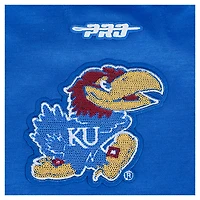Women's Pro Standard Royal Kansas Jayhawks Sequin Boxy Cropped Pullover Sweatshirt