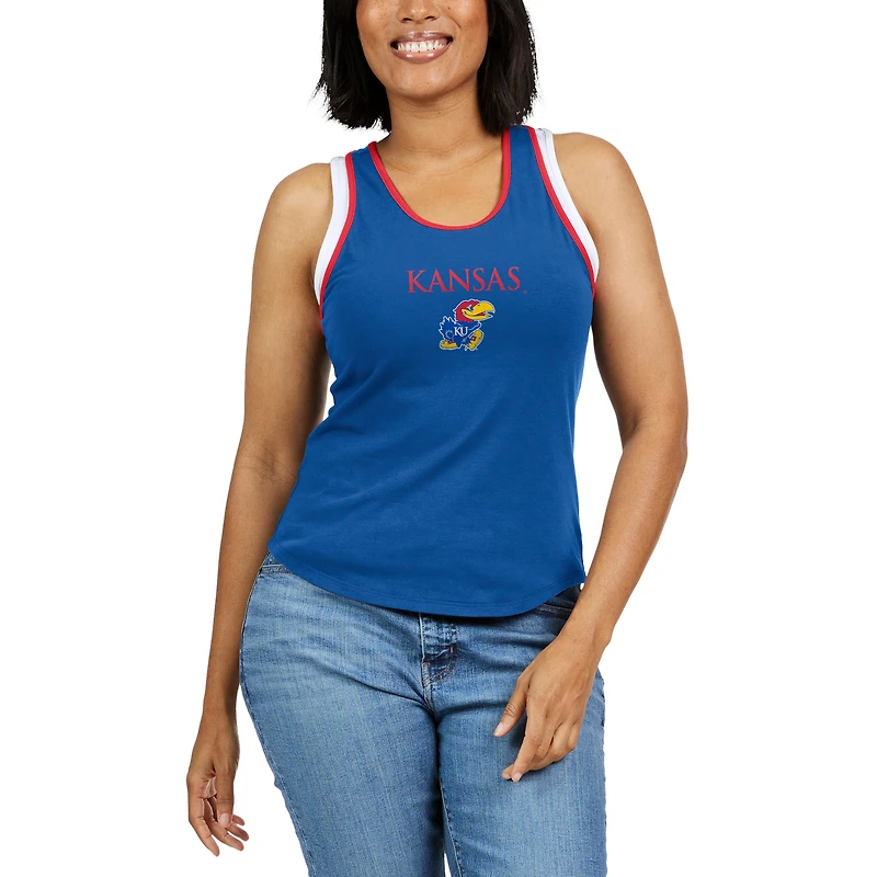 Women's WEAR by Erin Andrews Royal Kansas Jayhawks Open Hole Razorback Tank Top