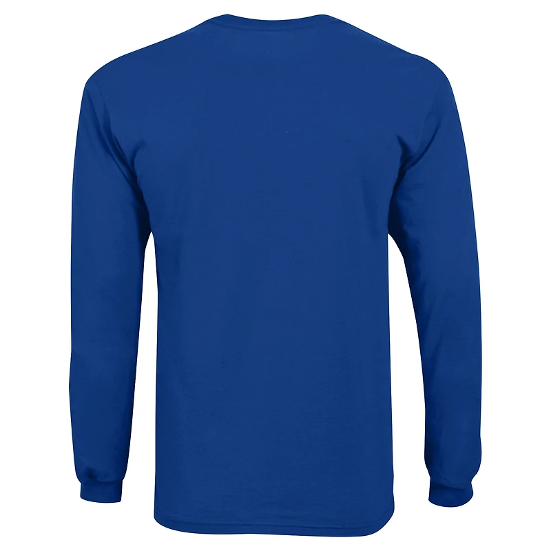 Youth Champion Royal Kansas Jayhawks Distressed Arch Over Logo Long Sleeve T-Shirt