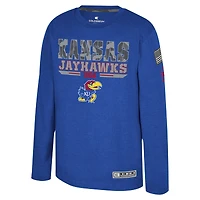 T-shirt à manches longues Oorah d'appréciation militaire du Youth Colosseum Heather Royal Kansas Jayhawks OHT