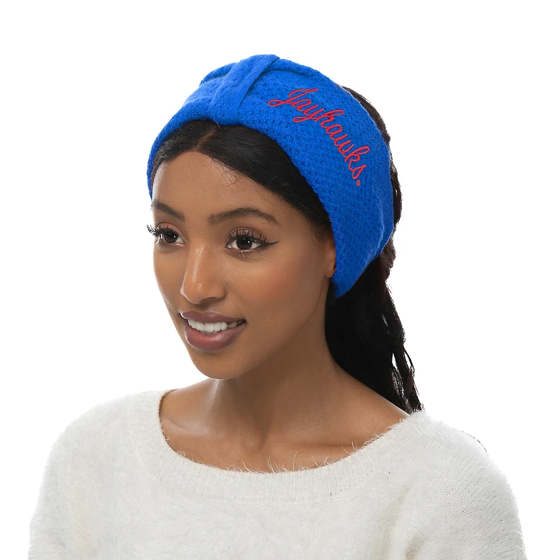 ZooZatz Kansas Jayhawks Knit Bow Headband & Mittens Bundle